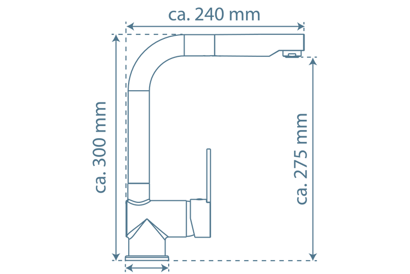 Küchenarmatur mit Schlauchbrause ZM 103 E Edelstahl-Optik