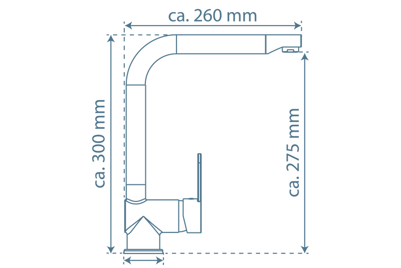 Küchenarmatur ZM 104 C Edelstahl-Optik, Montage von oben
